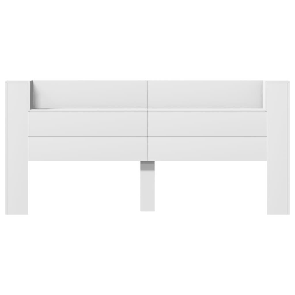 Headboard Cabinet with LED White 220x16,5x103,5 cm