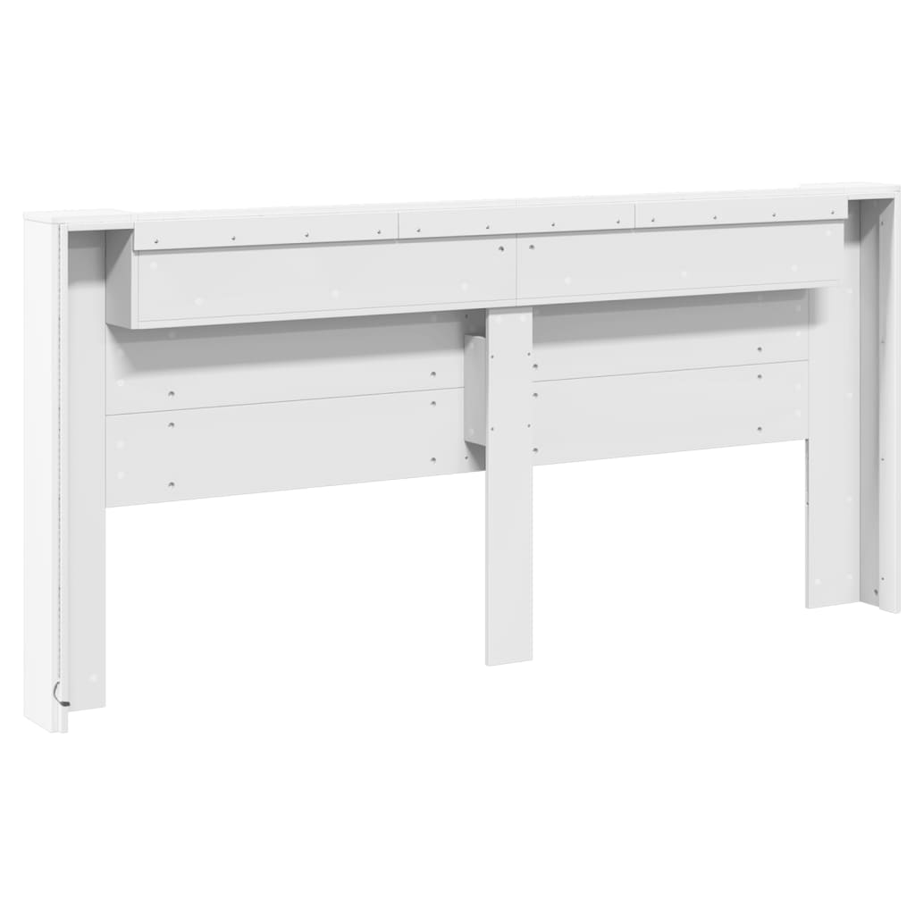 Headboard Cabinet with LED White 220x16,5x103,5 cm