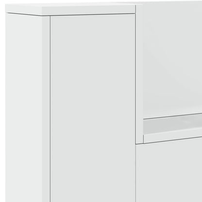 Headboard Cabinet with LED White 220x16,5x103,5 cm