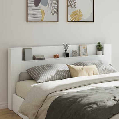 Headboard Cabinet with LED White 220x16,5x103,5 cm