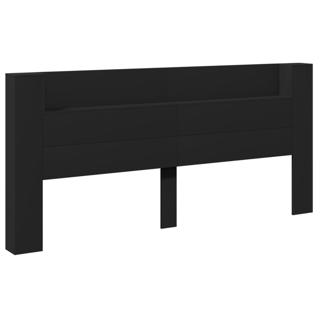 Headboard Cabinet with LED Black 220x16,5x103,5 cm