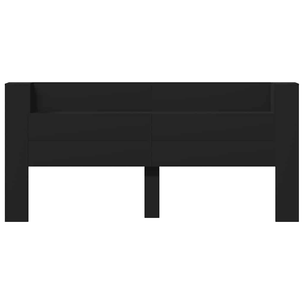 Headboard Cabinet with LED Black 220x16,5x103,5 cm