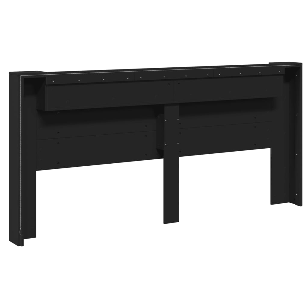 Headboard Cabinet with LED Black 220x16,5x103,5 cm