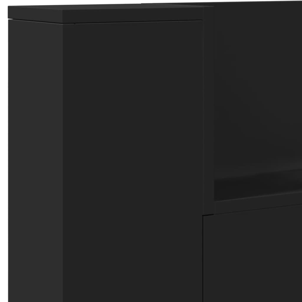 Headboard Cabinet with LED Black 220x16,5x103,5 cm