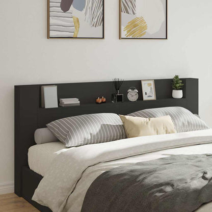 Headboard Cabinet with LED Black 220x16,5x103,5 cm