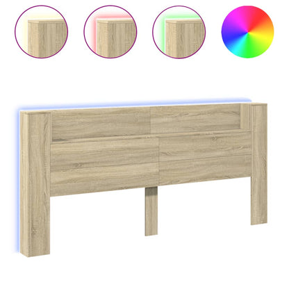 Headboard Cabinet with LED Sonoma Oak 220x16,5x103,5 cm