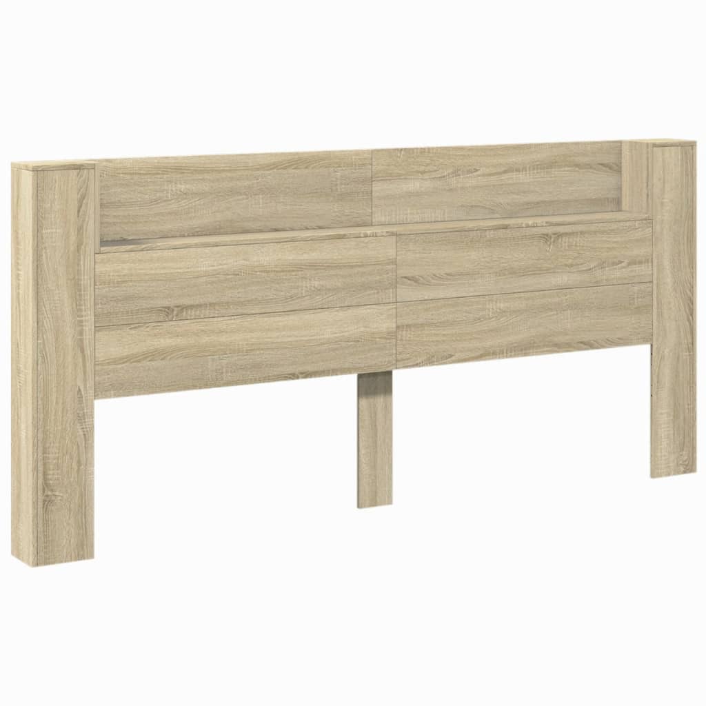 Headboard Cabinet with LED Sonoma Oak 220x16,5x103,5 cm