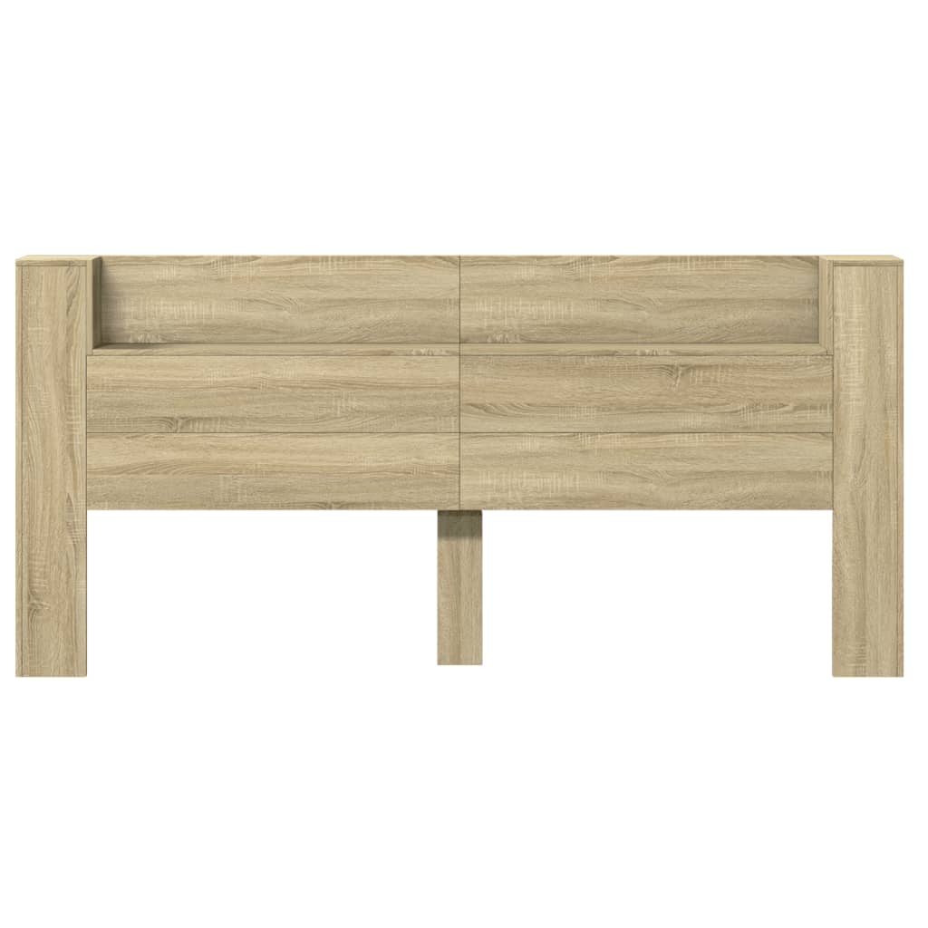 Headboard Cabinet with LED Sonoma Oak 220x16,5x103,5 cm
