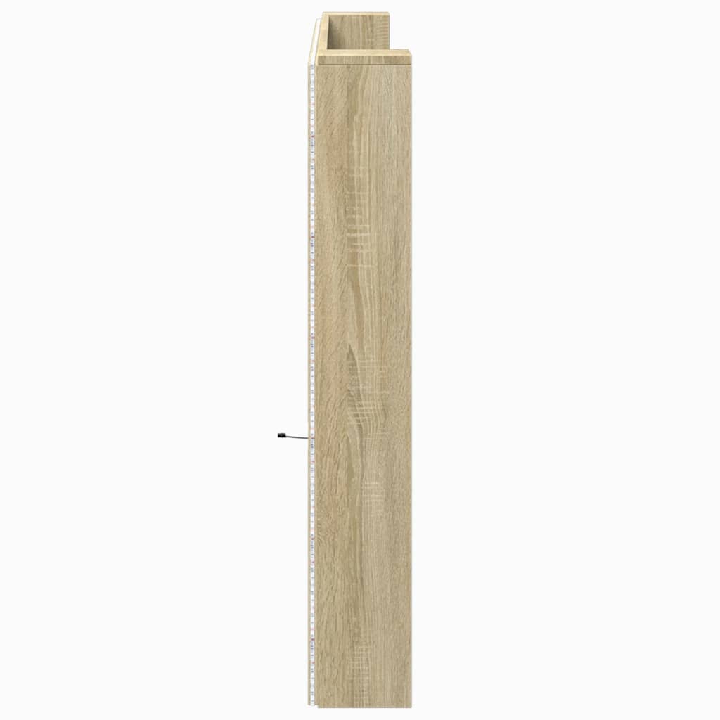 Headboard Cabinet with LED Sonoma Oak 220x16,5x103,5 cm