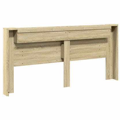 Headboard Cabinet with LED Sonoma Oak 220x16,5x103,5 cm