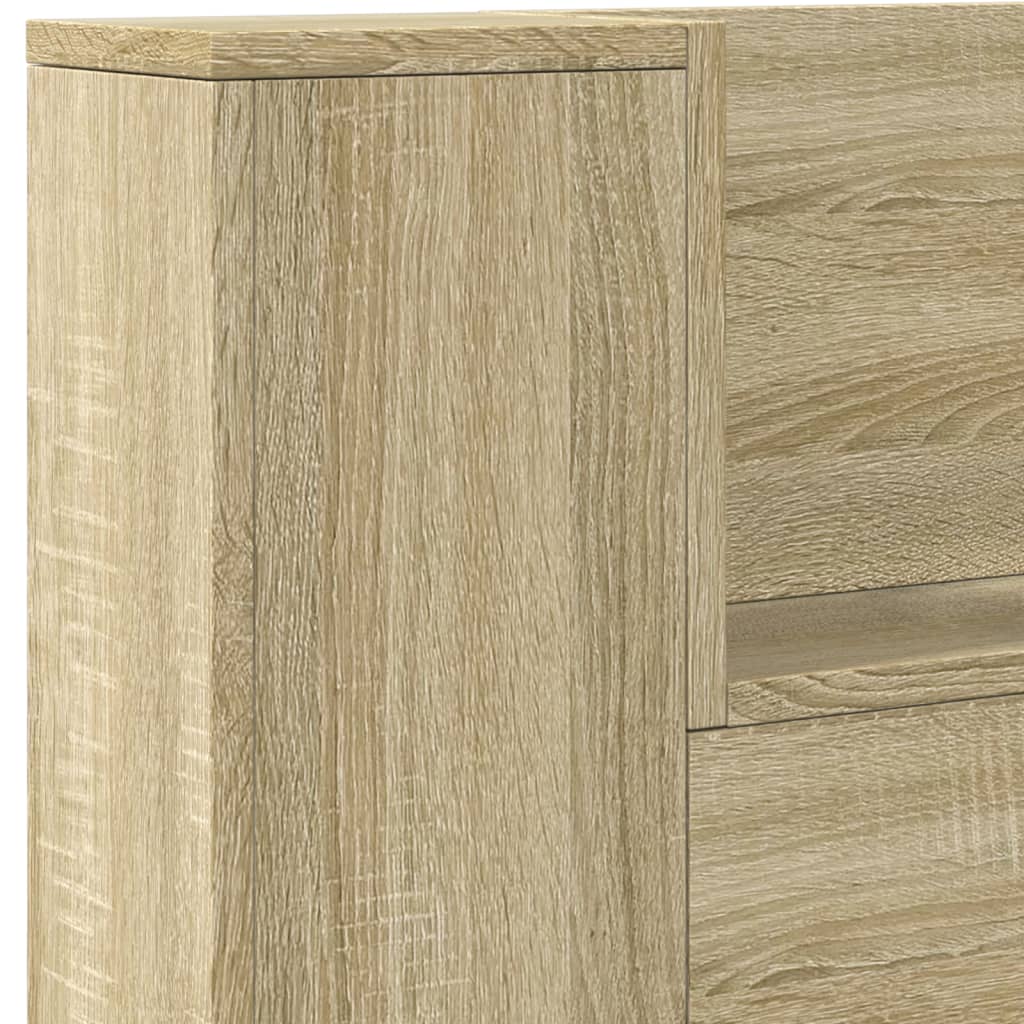 Headboard Cabinet with LED Sonoma Oak 220x16,5x103,5 cm