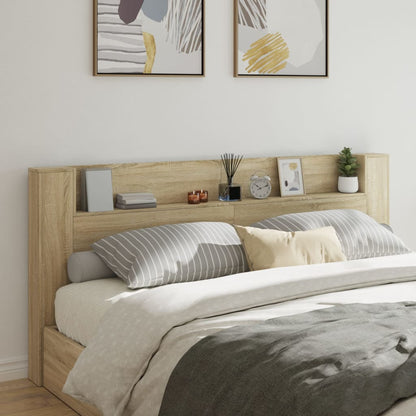 Headboard Cabinet with LED Sonoma Oak 220x16,5x103,5 cm