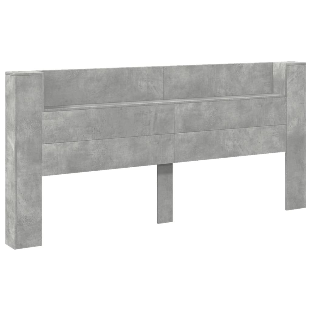 Headboard Cabinet with LED Concrete Grey 220x16,5x103,5 cm