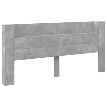 Headboard Cabinet with LED Concrete Grey 220x16,5x103,5 cm