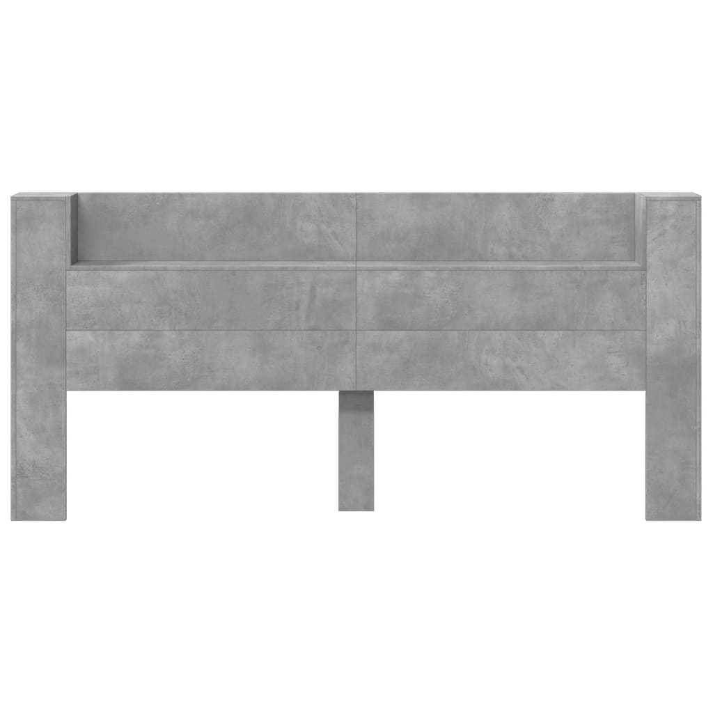 Headboard Cabinet with LED Concrete Grey 220x16,5x103,5 cm