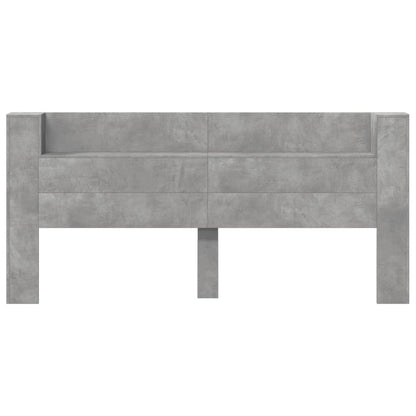 Headboard Cabinet with LED Concrete Grey 220x16,5x103,5 cm