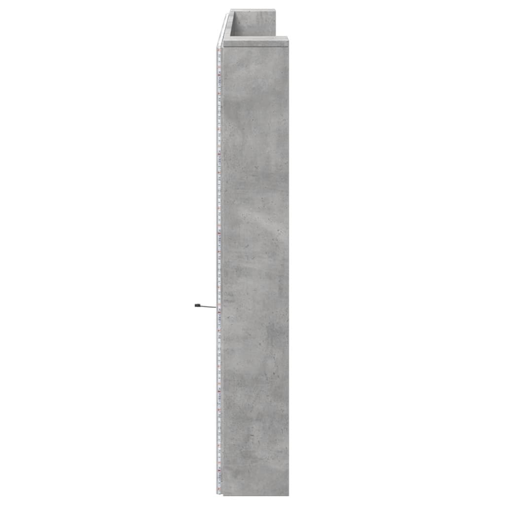 Headboard Cabinet with LED Concrete Grey 220x16,5x103,5 cm