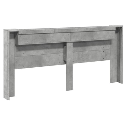 Headboard Cabinet with LED Concrete Grey 220x16,5x103,5 cm