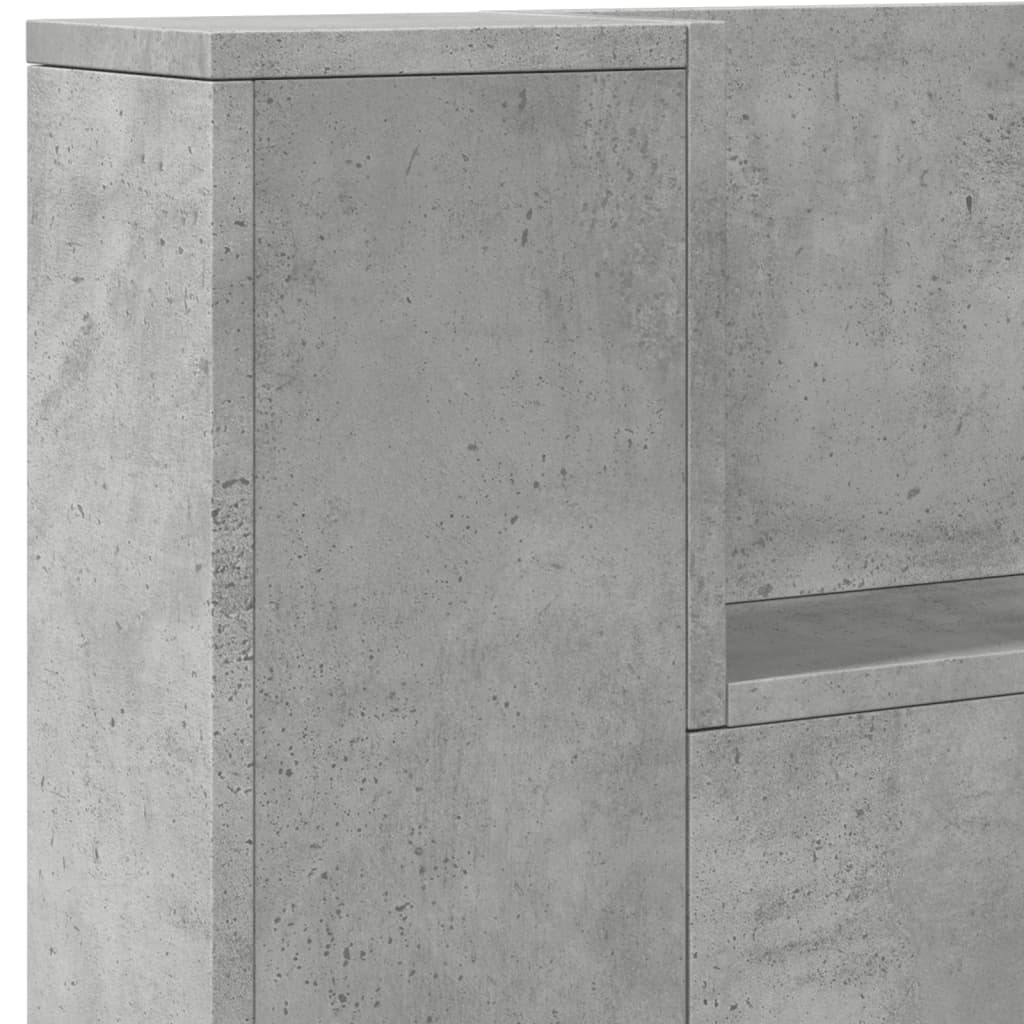 Headboard Cabinet with LED Concrete Grey 220x16,5x103,5 cm