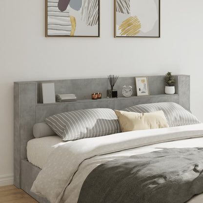 Headboard Cabinet with LED Concrete Grey 220x16,5x103,5 cm