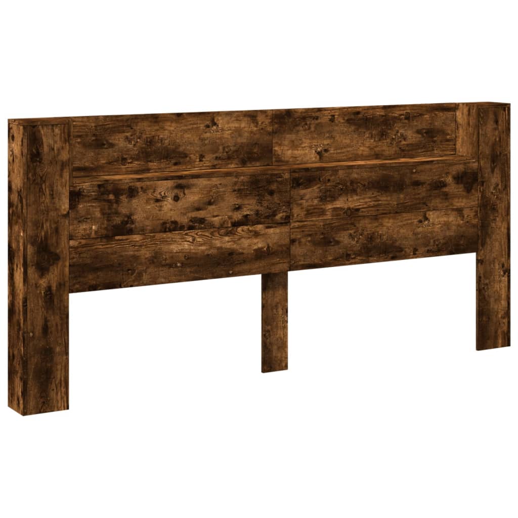 Headboard Cabinet with LED Smoked Oak 220x16,5x103,5 cm