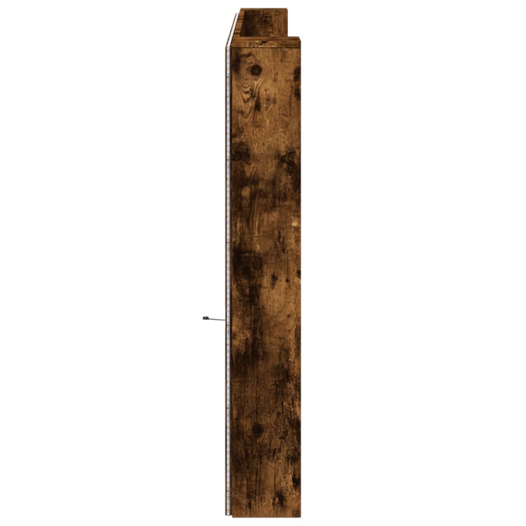 Headboard Cabinet with LED Smoked Oak 220x16,5x103,5 cm