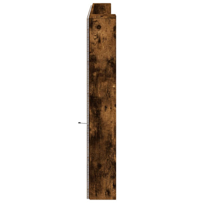 Headboard Cabinet with LED Smoked Oak 220x16,5x103,5 cm