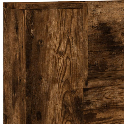 Headboard Cabinet with LED Smoked Oak 220x16,5x103,5 cm