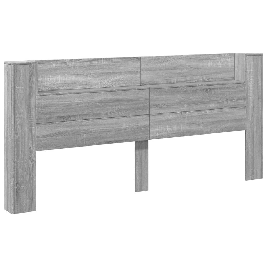 Headboard Cabinet with LED Grey Sonoma 220x16,5x103,5 cm