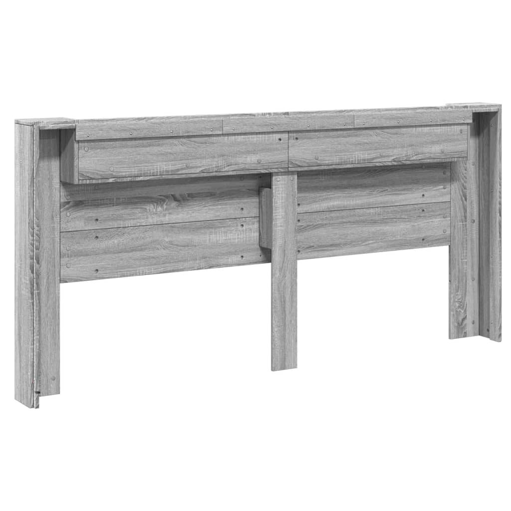 Headboard Cabinet with LED Grey Sonoma 220x16,5x103,5 cm