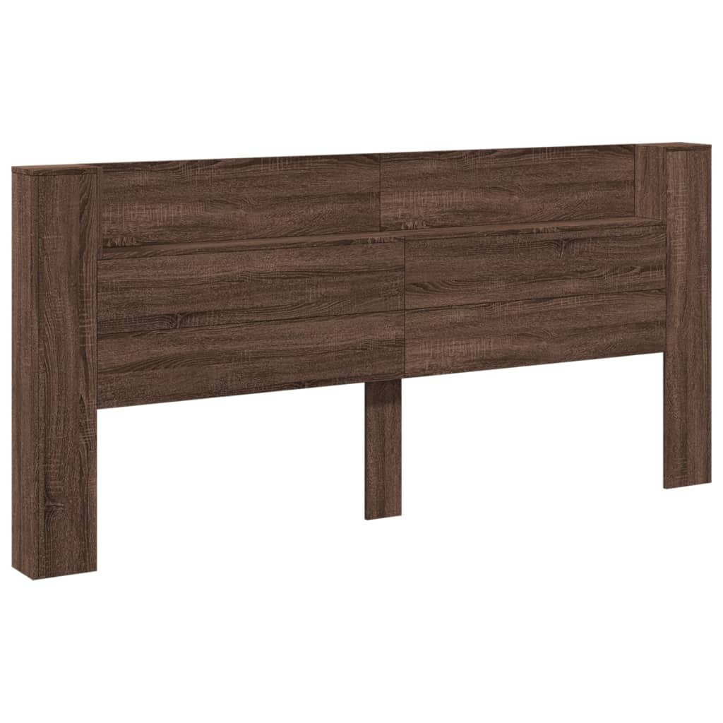 Headboard Cabinet with LED Brown Oak 220x16,5x103,5 cm