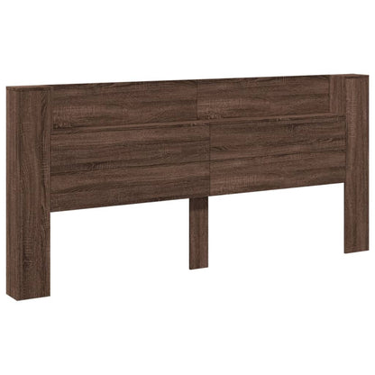 Headboard Cabinet with LED Brown Oak 220x16,5x103,5 cm
