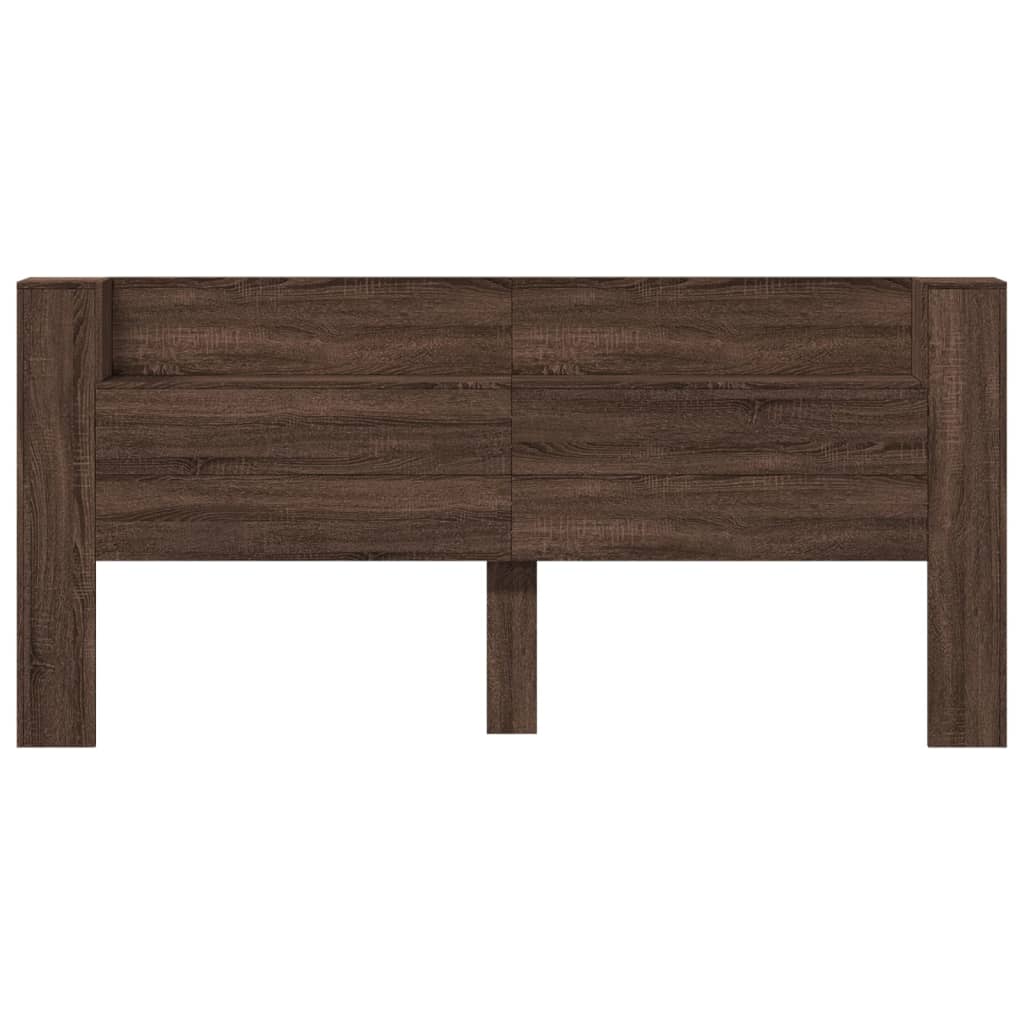 Headboard Cabinet with LED Brown Oak 220x16,5x103,5 cm