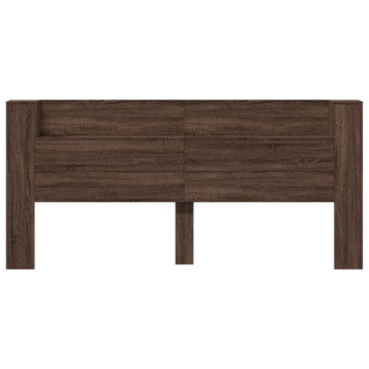 Headboard Cabinet with LED Brown Oak 220x16,5x103,5 cm