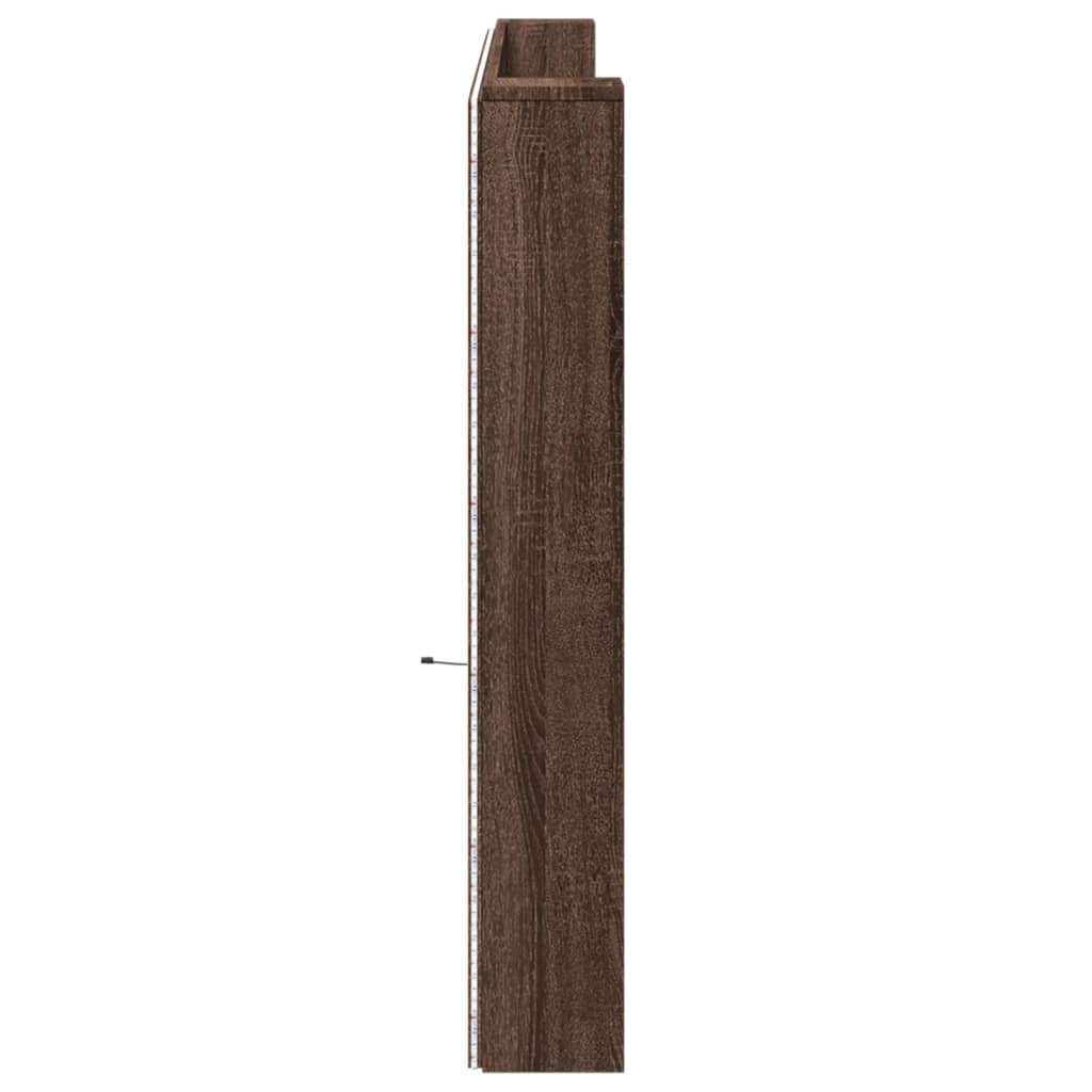 Headboard Cabinet with LED Brown Oak 220x16,5x103,5 cm