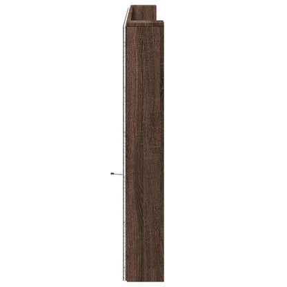 Headboard Cabinet with LED Brown Oak 220x16,5x103,5 cm