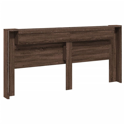 Headboard Cabinet with LED Brown Oak 220x16,5x103,5 cm