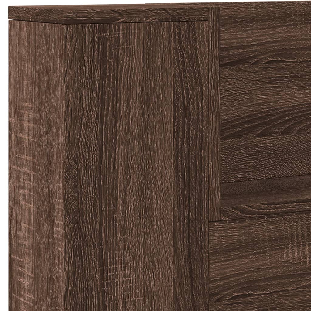 Headboard Cabinet with LED Brown Oak 220x16,5x103,5 cm