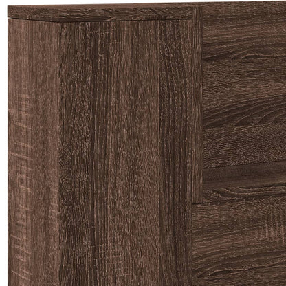 Headboard Cabinet with LED Brown Oak 220x16,5x103,5 cm