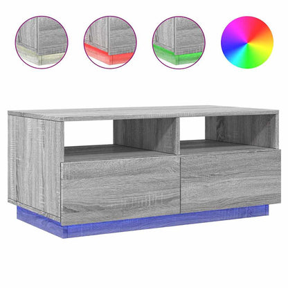 Coffee Table with LED Lights Grey Sonoma 90x49x40 cm