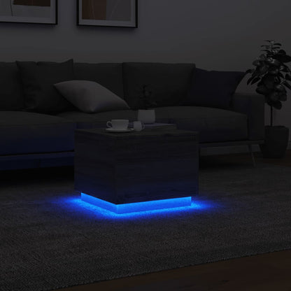 Coffee Table with LED Lights Grey Sonoma 50x50x40 cm