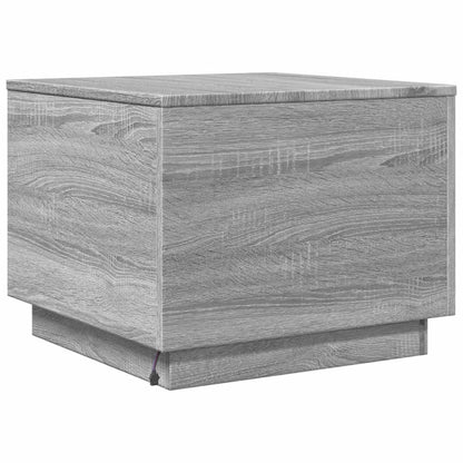 Coffee Table with LED Lights Grey Sonoma 50x50x40 cm