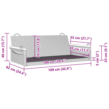 Swing Bench Gray 42.9"x24.4"x15.7" Poly Rattan