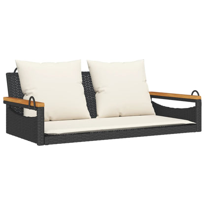 Swing Bench with Cushions Black 42.9"x24.4"x15.7" Poly Rattan