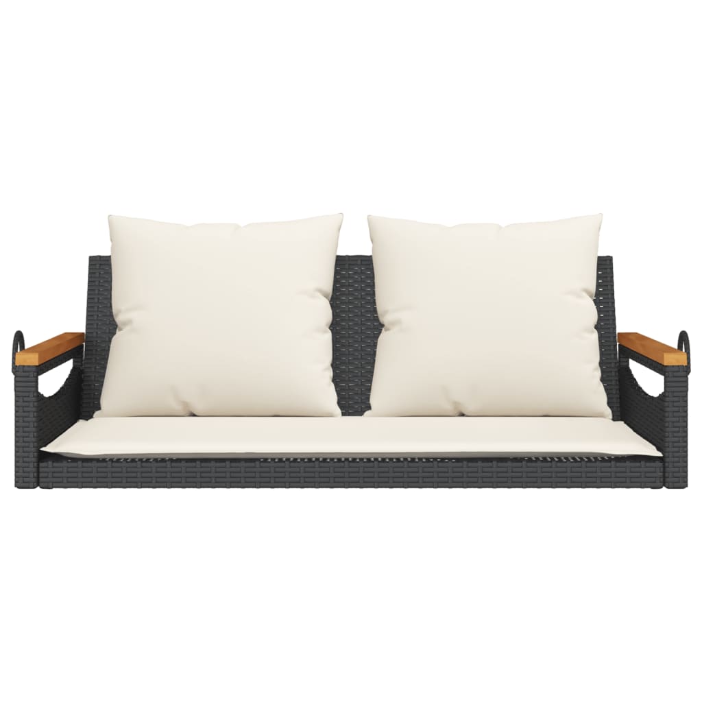 Swing Bench with Cushions Black 42.9"x24.4"x15.7" Poly Rattan