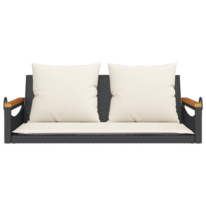 Swing Bench with Cushions Black 42.9"x24.4"x15.7" Poly Rattan