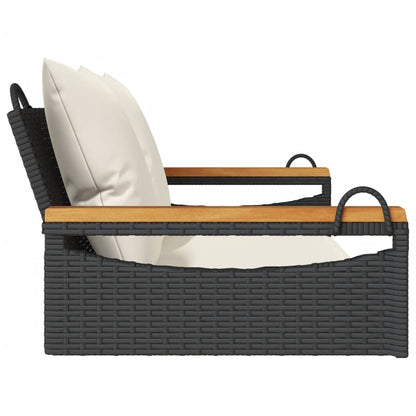 Swing Bench with Cushions Black 42.9"x24.4"x15.7" Poly Rattan
