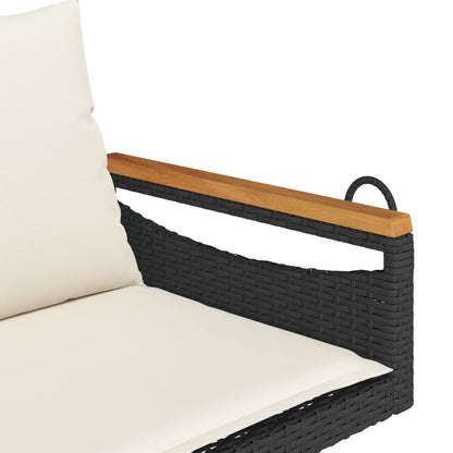 Swing Bench with Cushions Black 42.9"x24.4"x15.7" Poly Rattan