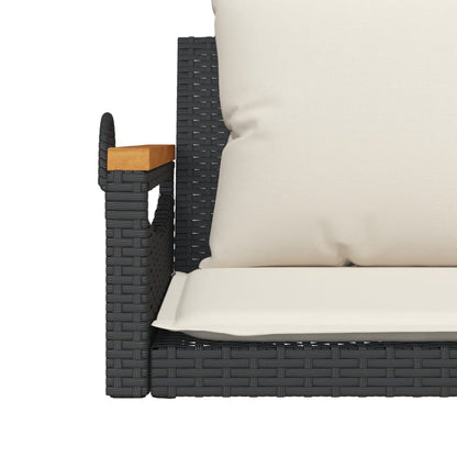 Swing Bench with Cushions Black 42.9"x24.4"x15.7" Poly Rattan