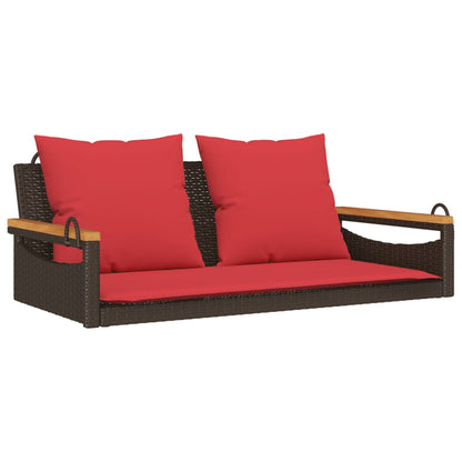 Swing Bench with Cushions Brown 42.9"x24.4"x15.7" Poly Rattan